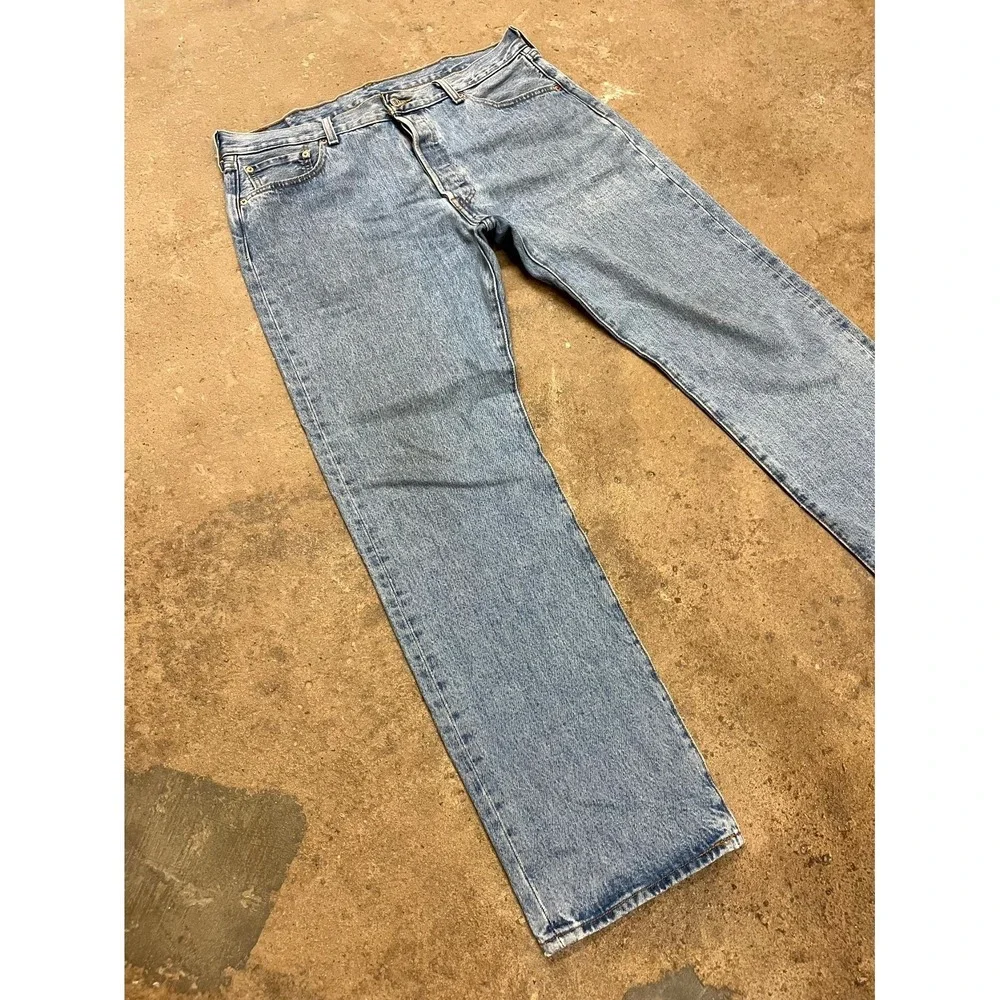 Levi's 501 Straight Jeans Men 38x32 Blue‎ Denim Stonewash Cotton Original Fit